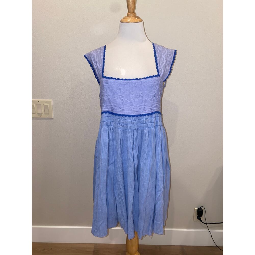 Free People Heartland Mini Dress Sleeveless Blue size Large - Picture 2 of 6